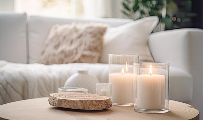 a group of candles on a table