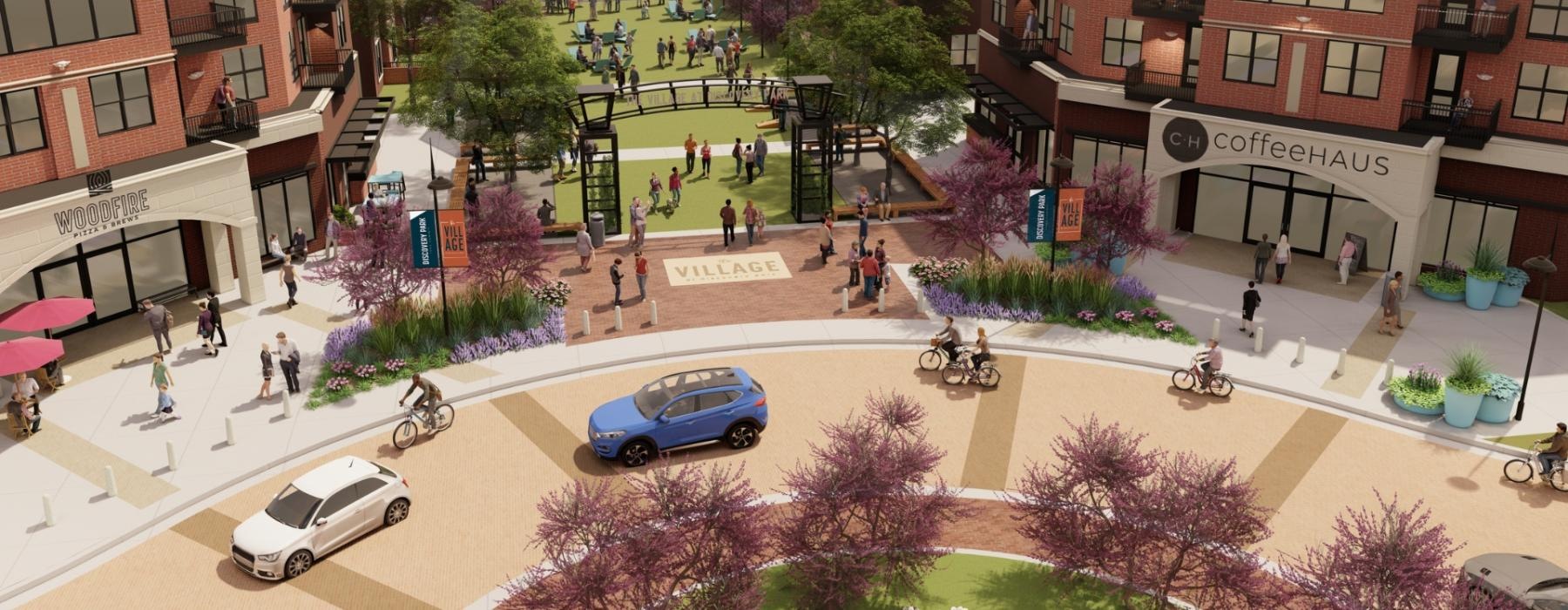 a street with cars and people